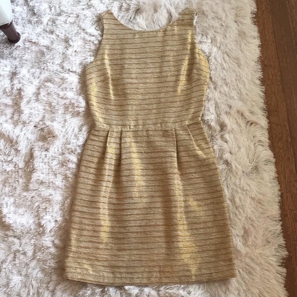 Leona Gold Woven Open Back Dress Size 2